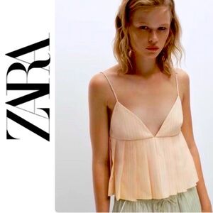 New Zara PLEATED POPLIN TOP